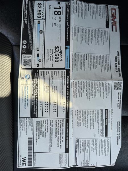 GMC Sierra 1500 SLT Crew Cab Short Box 4WD 2015