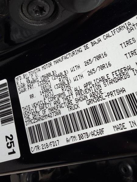 Toyota Tacoma TRD Off Road Double Cab 5' Bed V6 4x4 AT (Natl) 2021