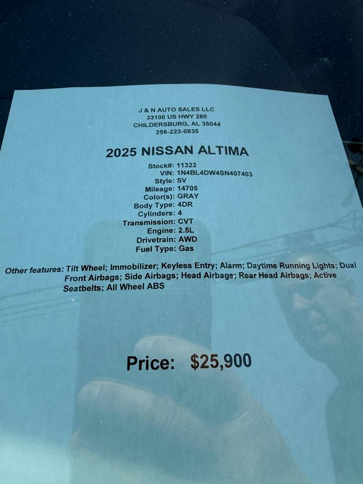 Nissan Altima 2.5 SV AWD 2025