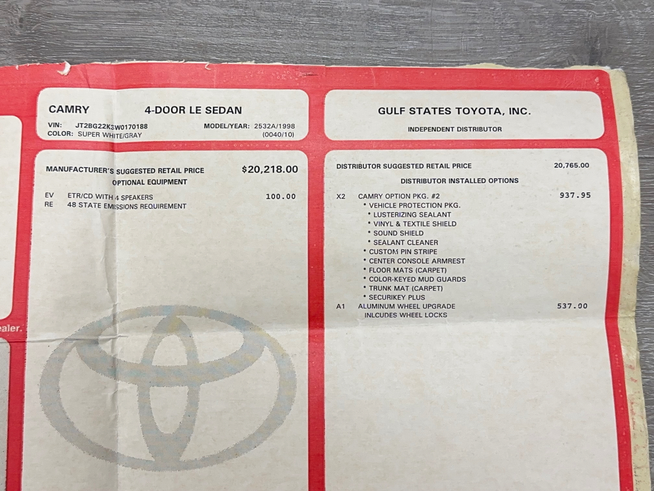 Toyota Camry LE 1998