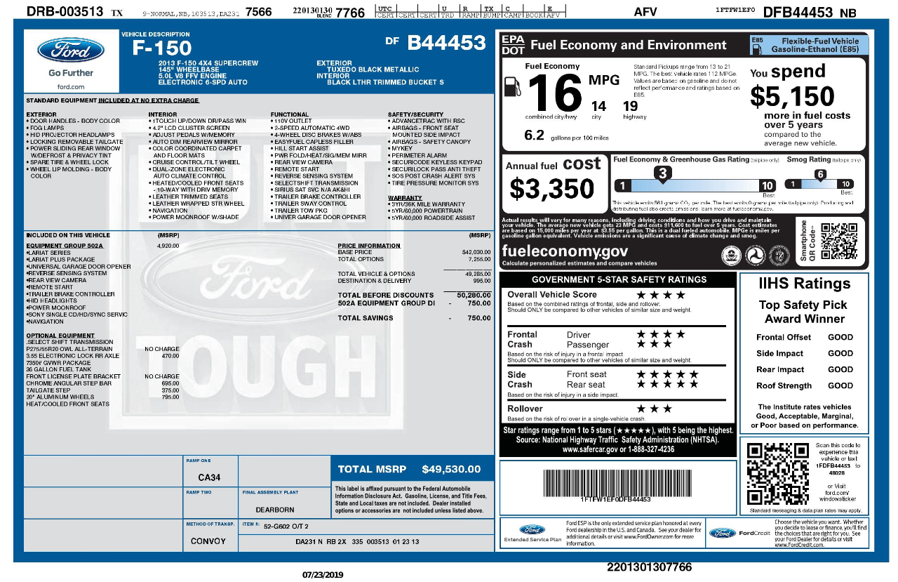 Ford F-150 Lariat SuperCrew 5.5-ft. Bed 4WD 2013