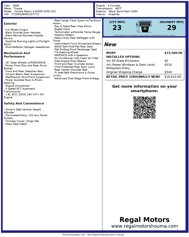 Toyota Matrix 2WD 2005