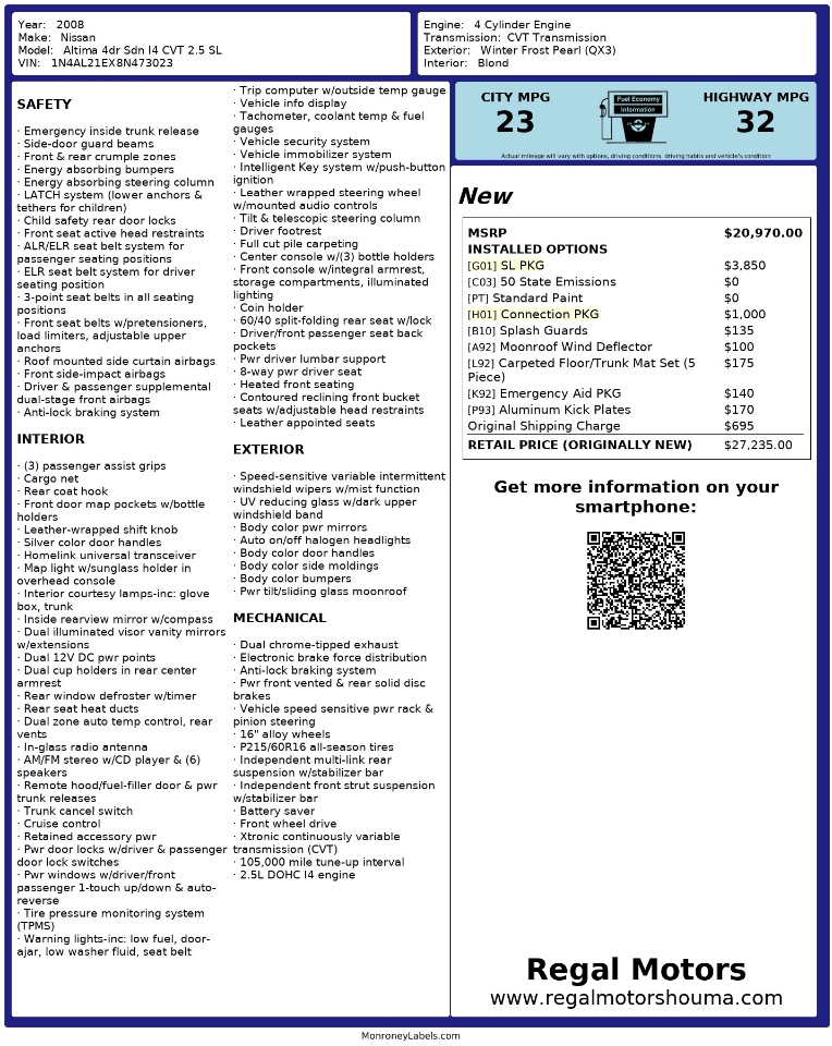 Nissan Altima 2.5 SL 2008