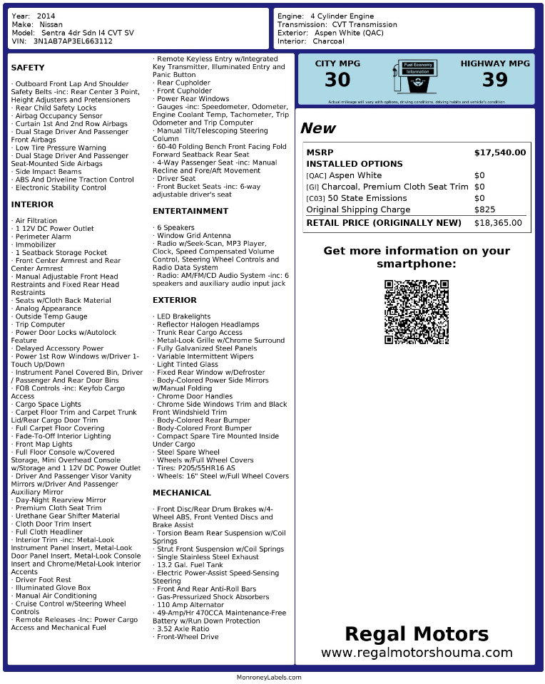 Nissan Sentra SV 2014