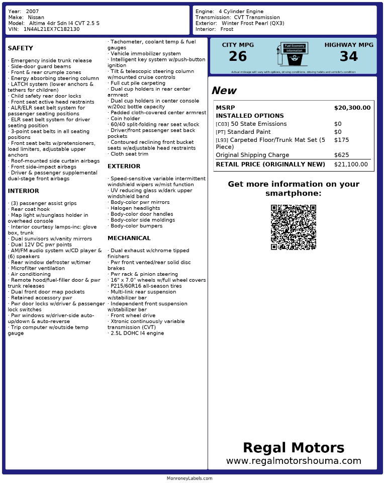 Nissan Altima 2.5 S 2007