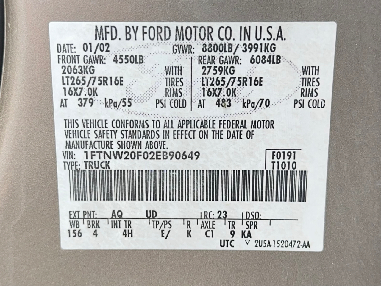 Ford F-250 SD Lariat Crew Cab 2WD 2002
