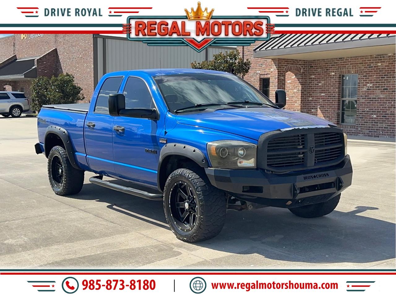 Blue 2008 Dodge RAM 1500 Pickup Truck Four-Wheel Drive 5-Speed Automatic