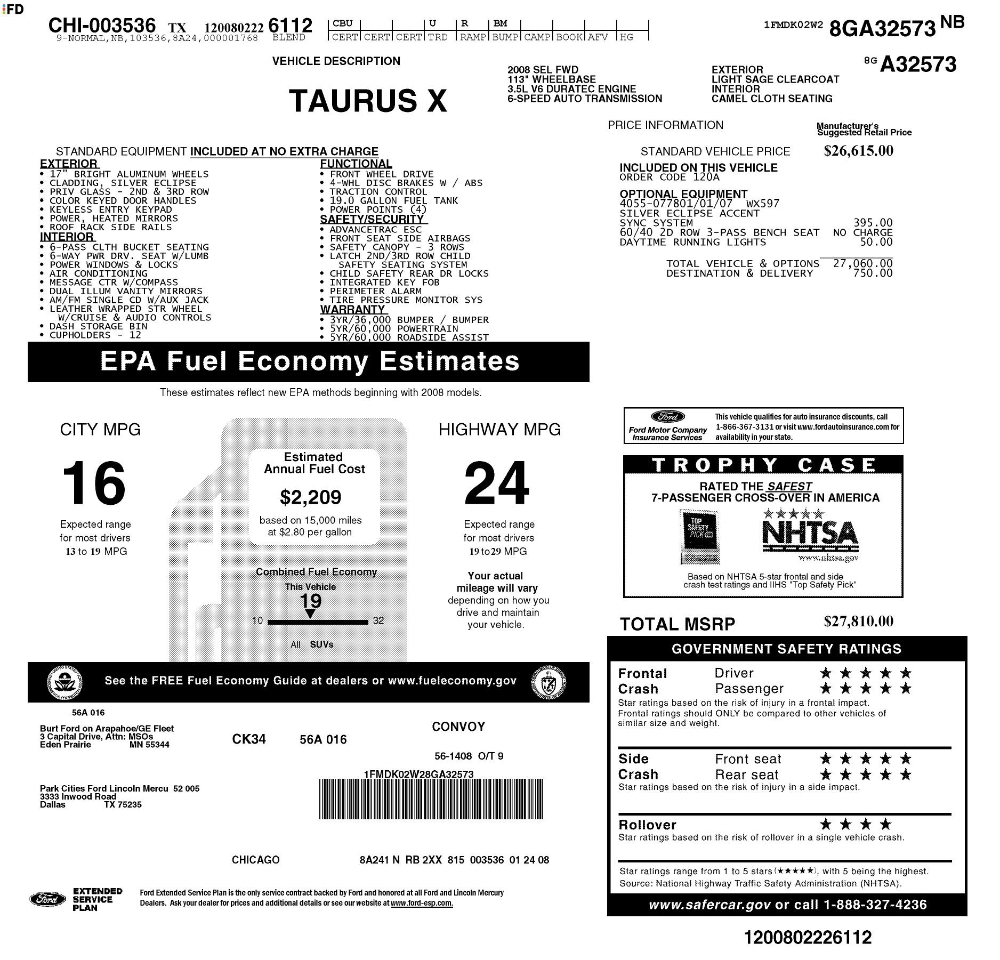 Ford Taurus X SEL FWD 2008