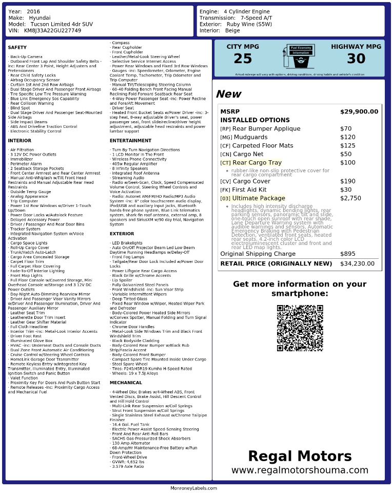 Hyundai Tucson Limited w/Ultimate Package 2016