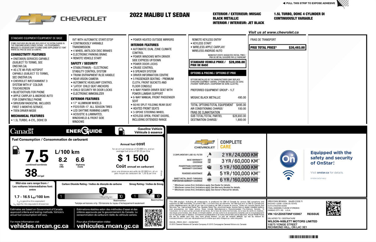Chevrolet Malibu LT 2022 Chevrolet Malibu LT 2022