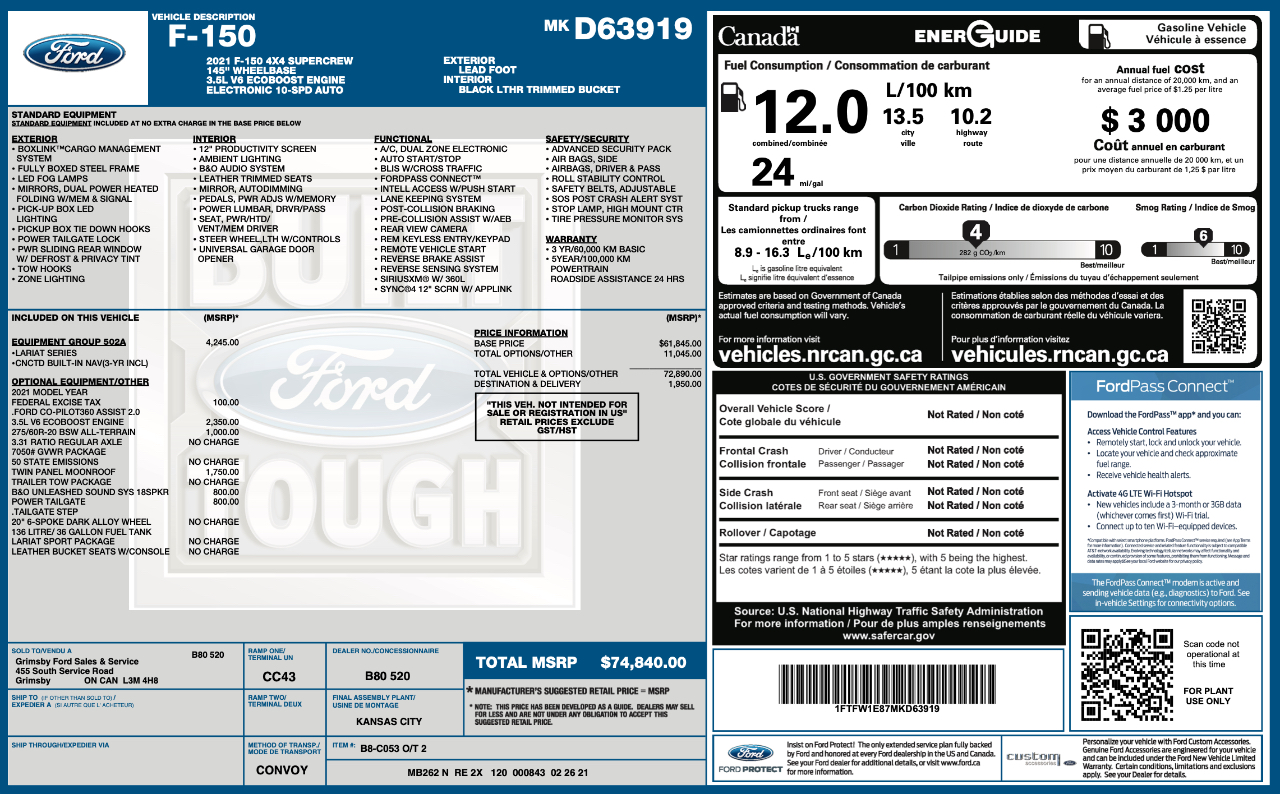 Ford F150 Lariat Supercrew 4WD 2021