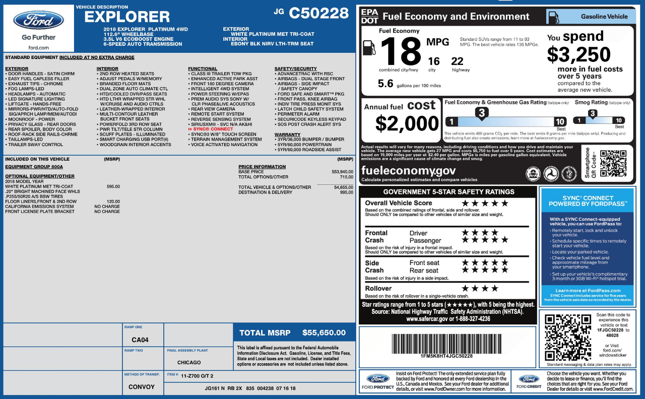 Ford Explorer Platinum AWD 2018