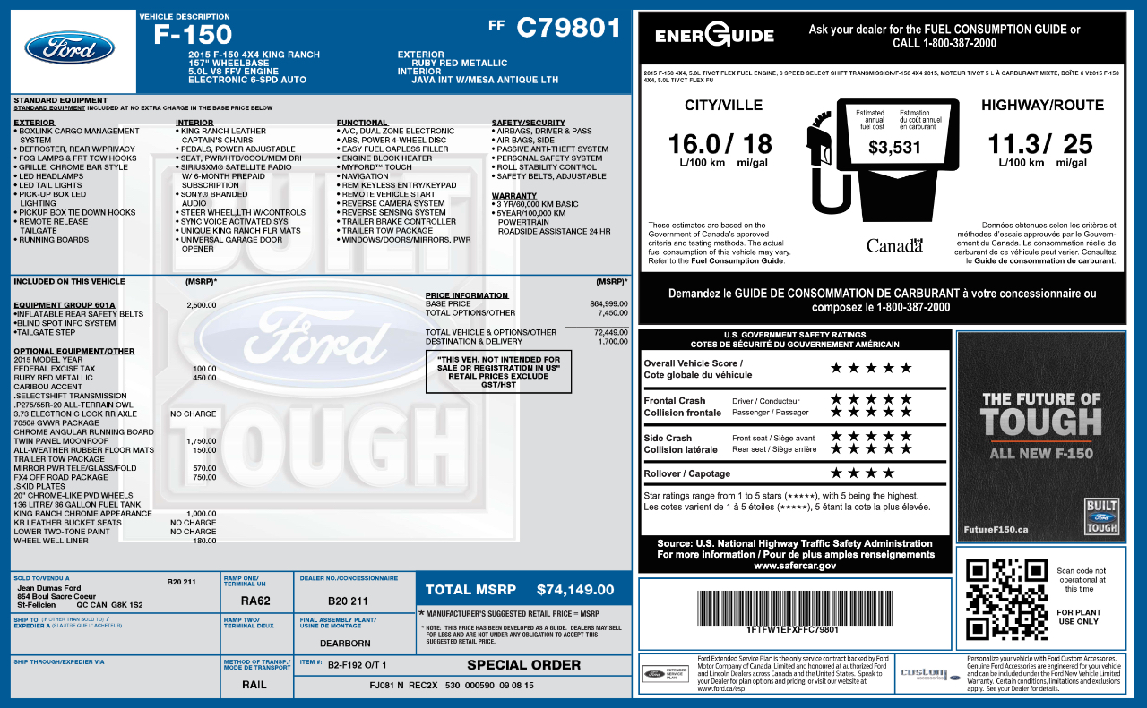 Ford F150 King Ranch Supercrew 4WD 2015