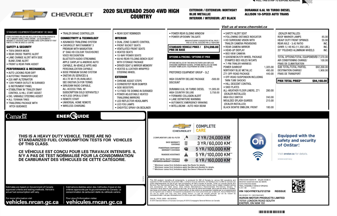 Chevrolet Silverado 2500 High Country Crew Cab 4WD 2020