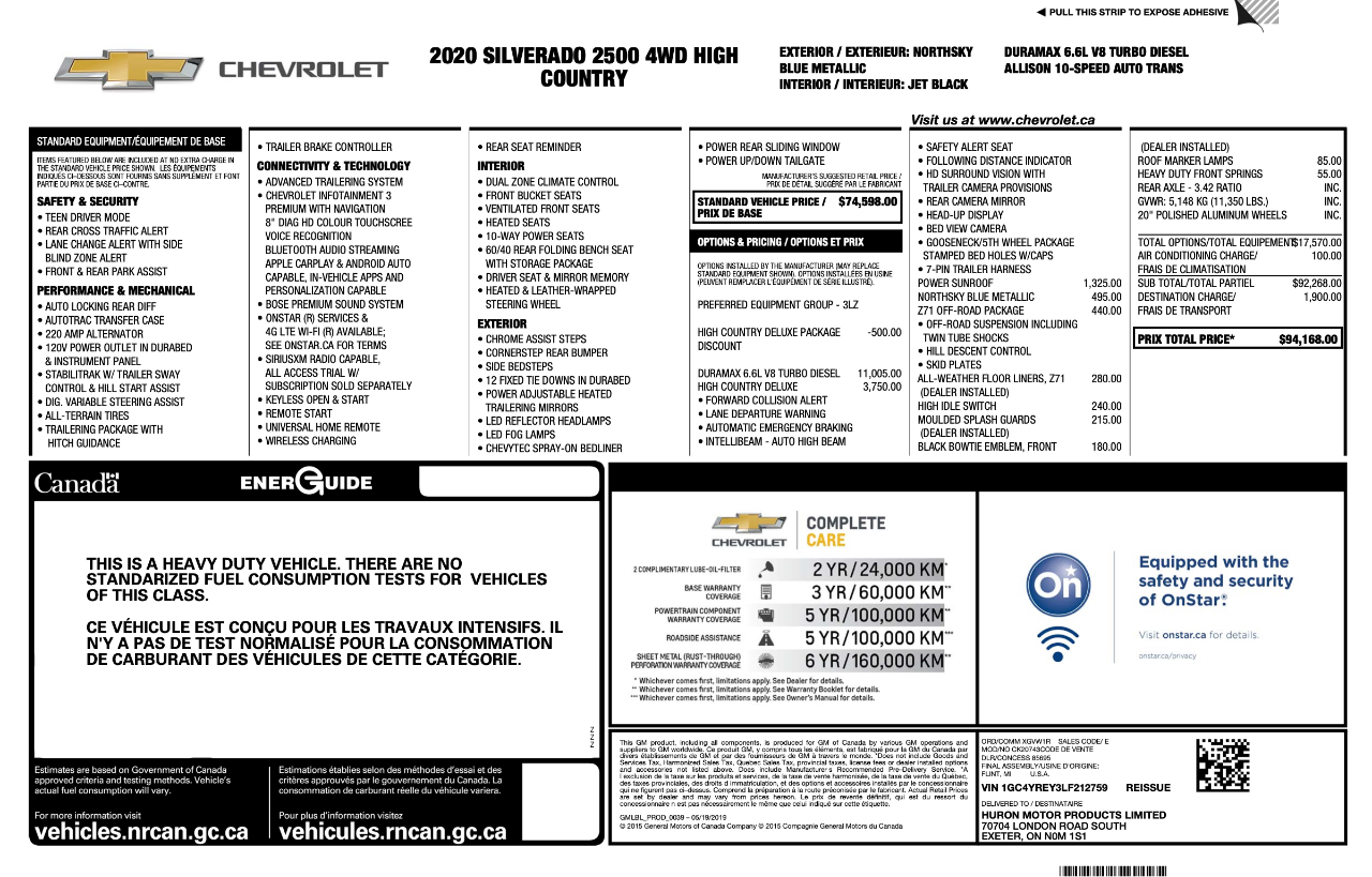 Chevrolet Silverado 2500 High Country Crew Cab 4WD 2020