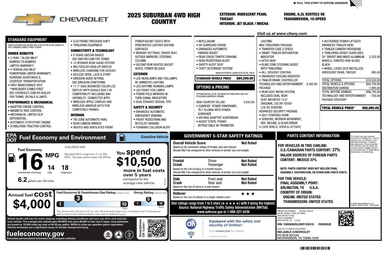 Chevrolet Suburban High Country 4WD 2025