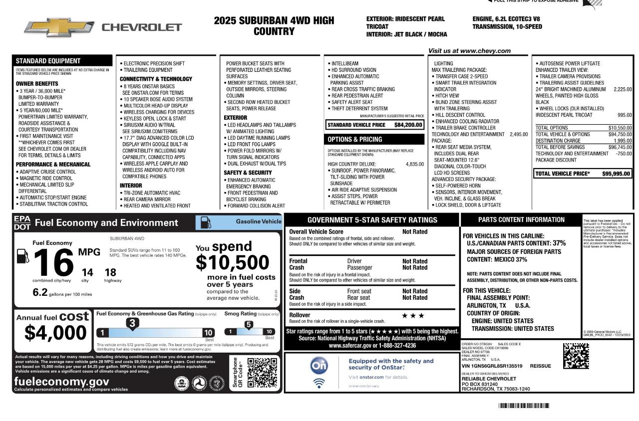 Chevrolet Suburban High Country 4WD 2025