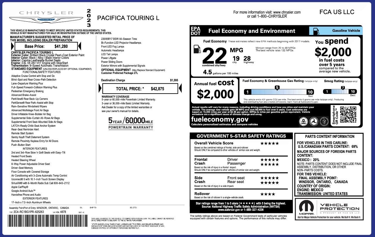 Chrysler Pacifica Touring L 2023