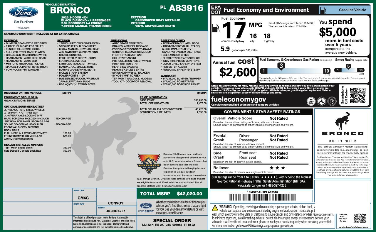 Ford Bronco Black Diamond 2-Door 2023