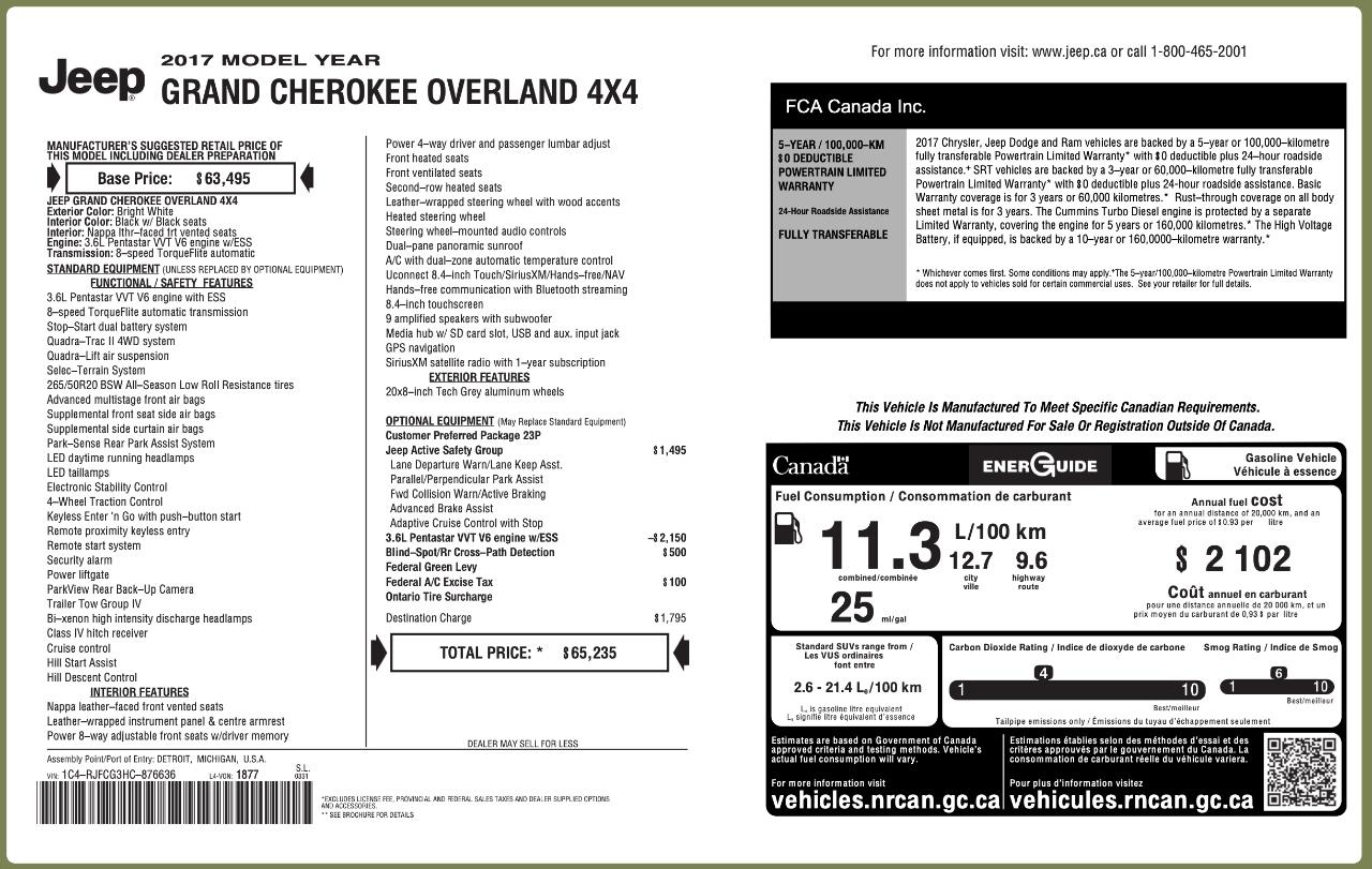 Jeep Grand Cherokee Overland 4WD 2017