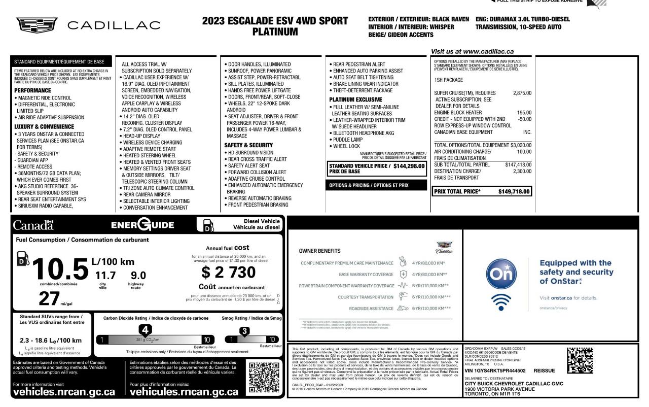 Cadillac Escalade ESV Sport Platinum 4WD 2023