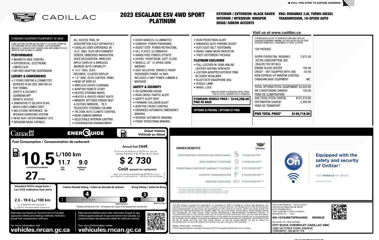 Cadillac Escalade ESV Sport Platinum 4WD 2023
