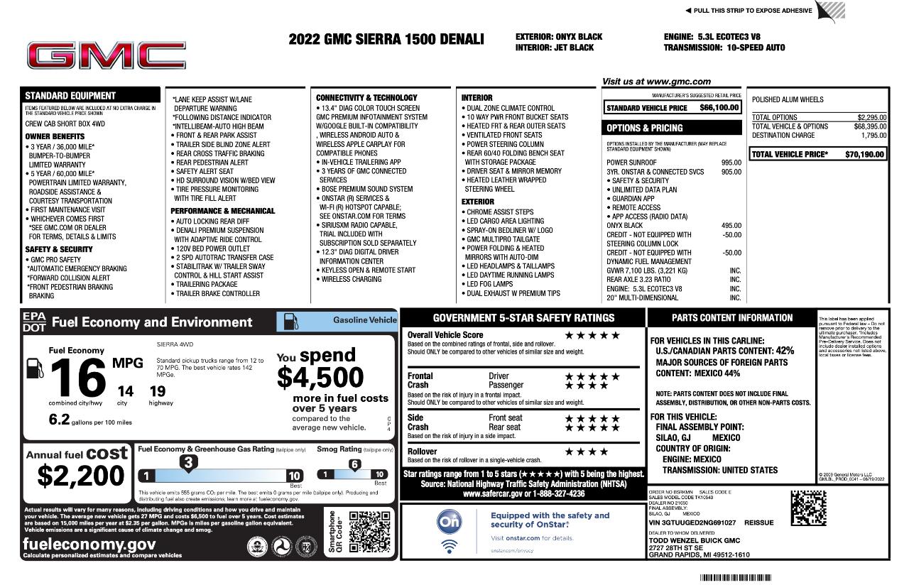 GMC Sierra 1500 Denali Crew Cab 4WD 2022