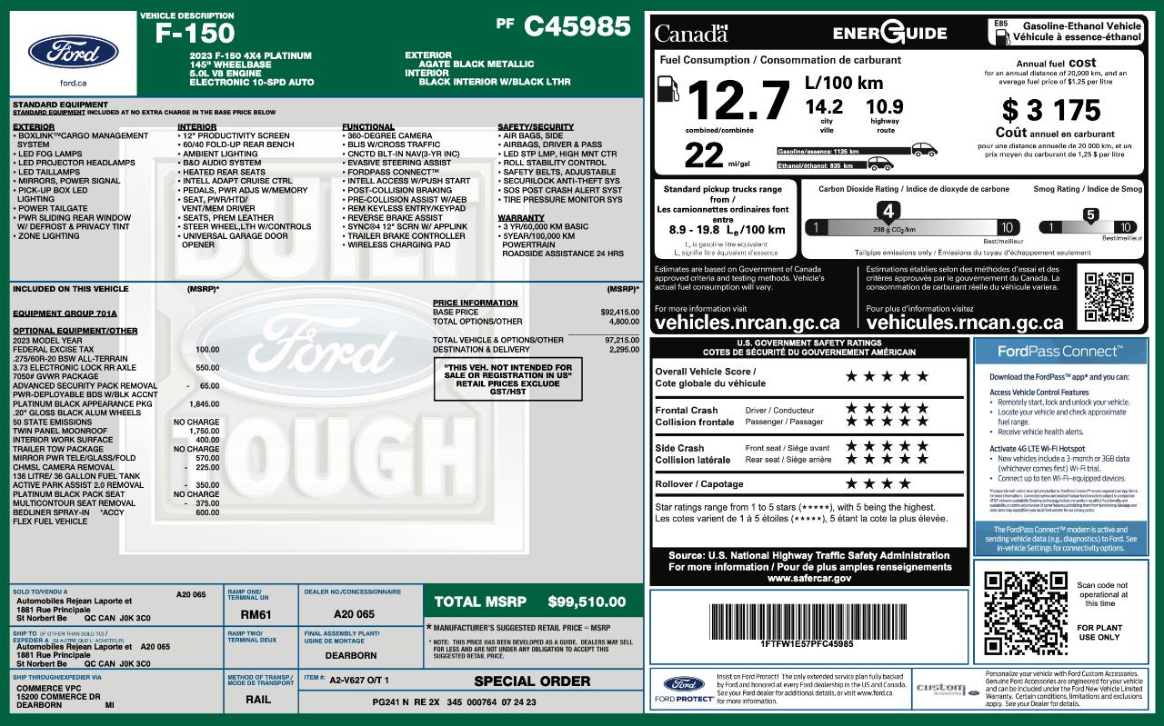 Ford F150 Platinum Supercrew 4WD 2023