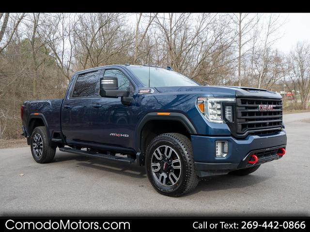 Blue 2021 GMC Sierra 2500HD AT4 Crew Cab 4WD Pickup Truck Four-Wheel Drive Automatic