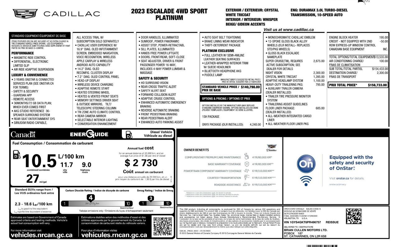 Cadillac Escalade Sport Platinum AWD 2023