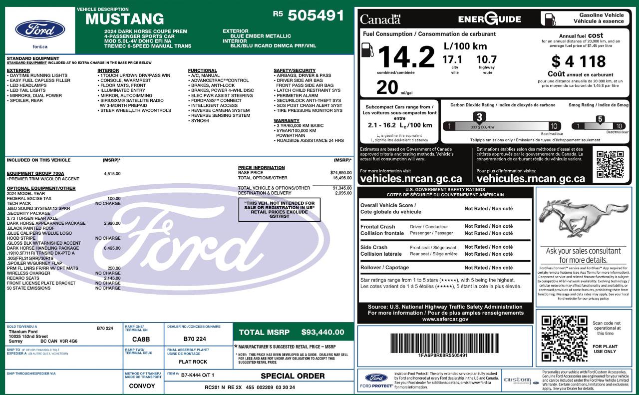 Ford Mustang Dark Horse 2024