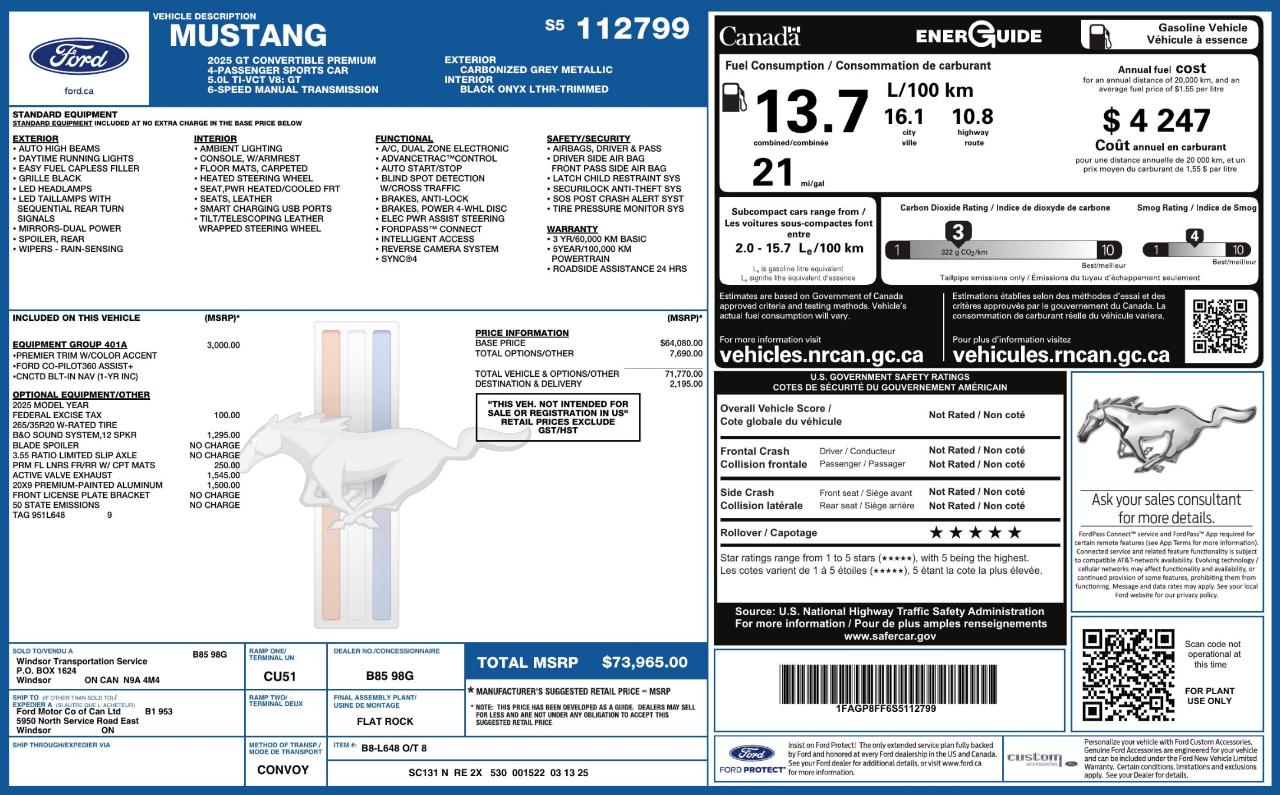 Ford Mustang GT Premium Convertible 2025