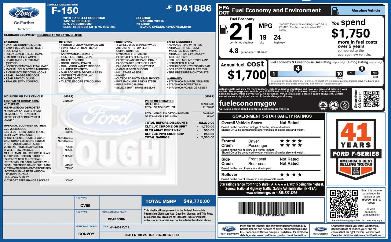 Ford F150 XLT Supercrew 4WD 2018