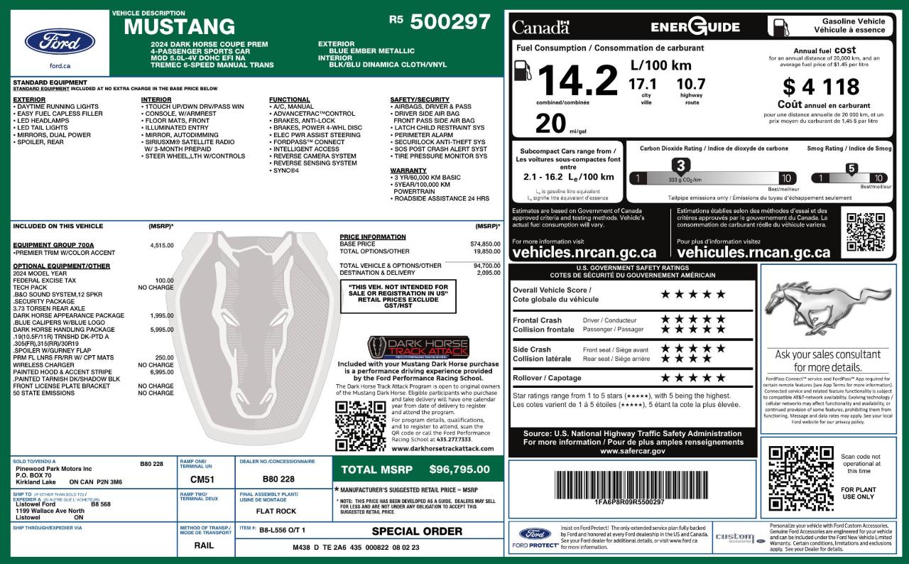 Ford Mustang Dark Horse 2024