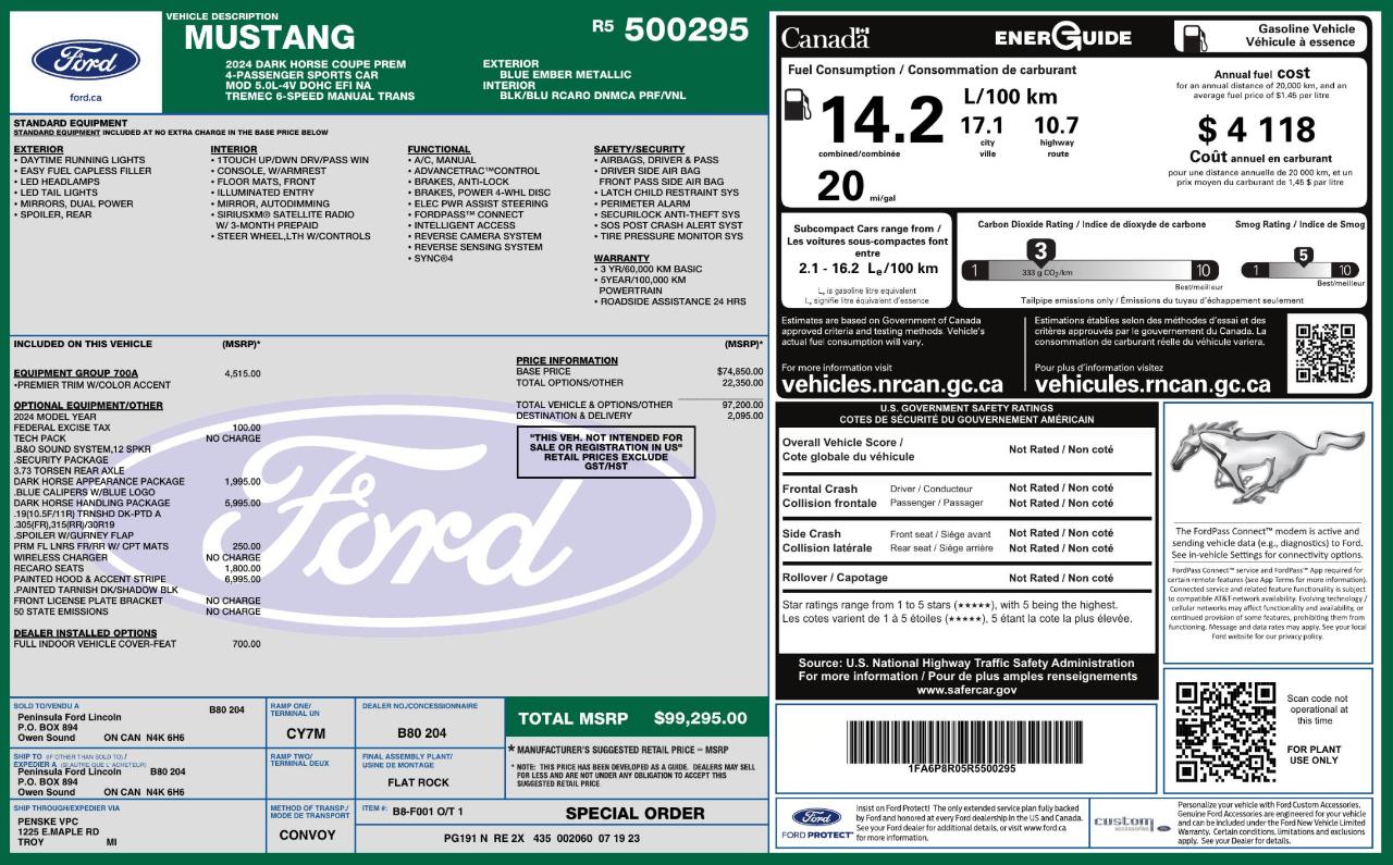 Ford Mustang Dark Horse 2024