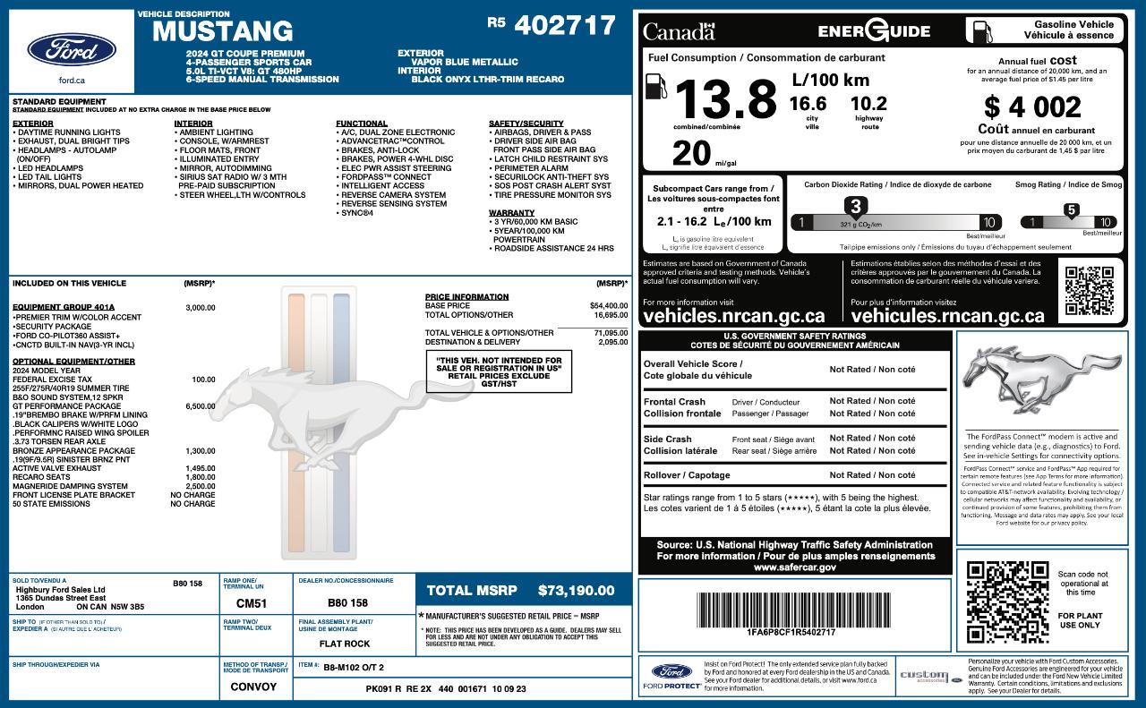 Ford Mustang GT Premium Coupe 2024