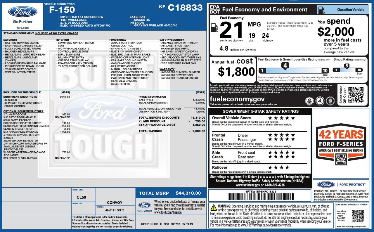 Ford F150 STX Supercrew 4WD 2019
