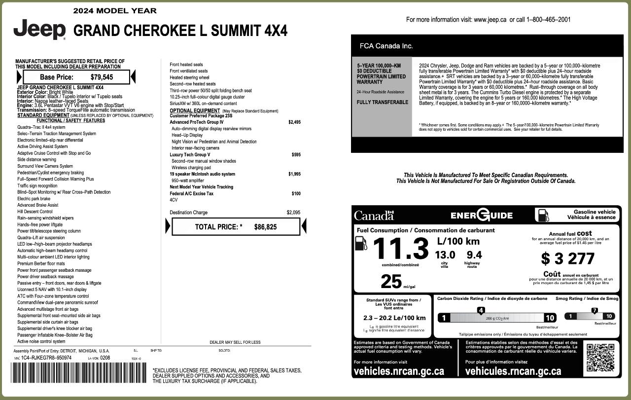 Jeep Grand Cherokee L Summit 4WD 2024