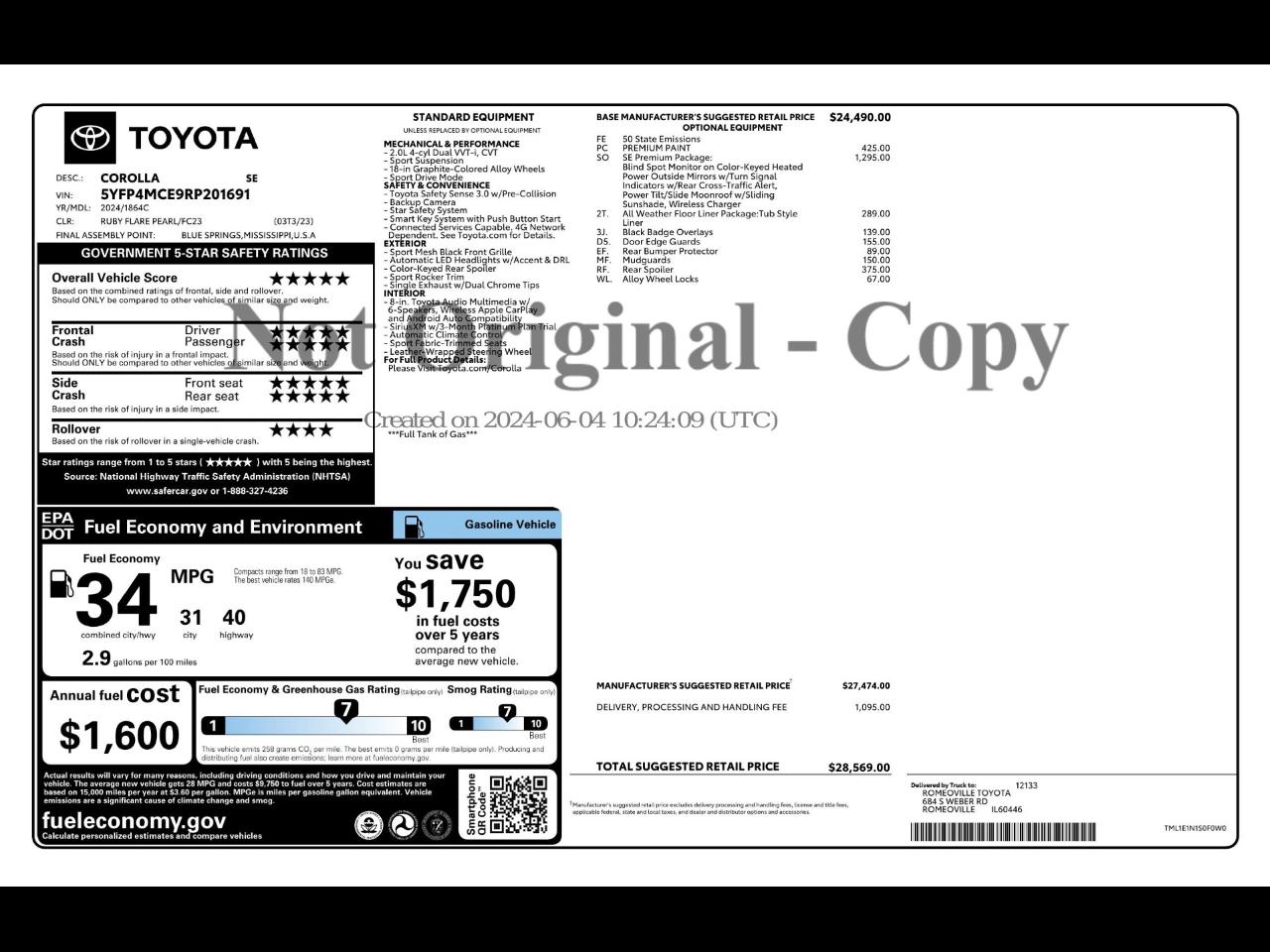 Toyota Corolla SE 2024