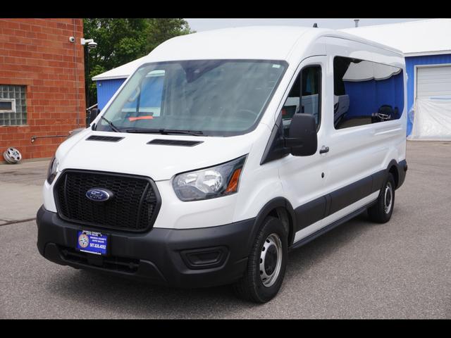 White 2024 Ford Transit Passenger 350 XL Medium Roof LB RWD Van Rear-Wheel Drive Automatic