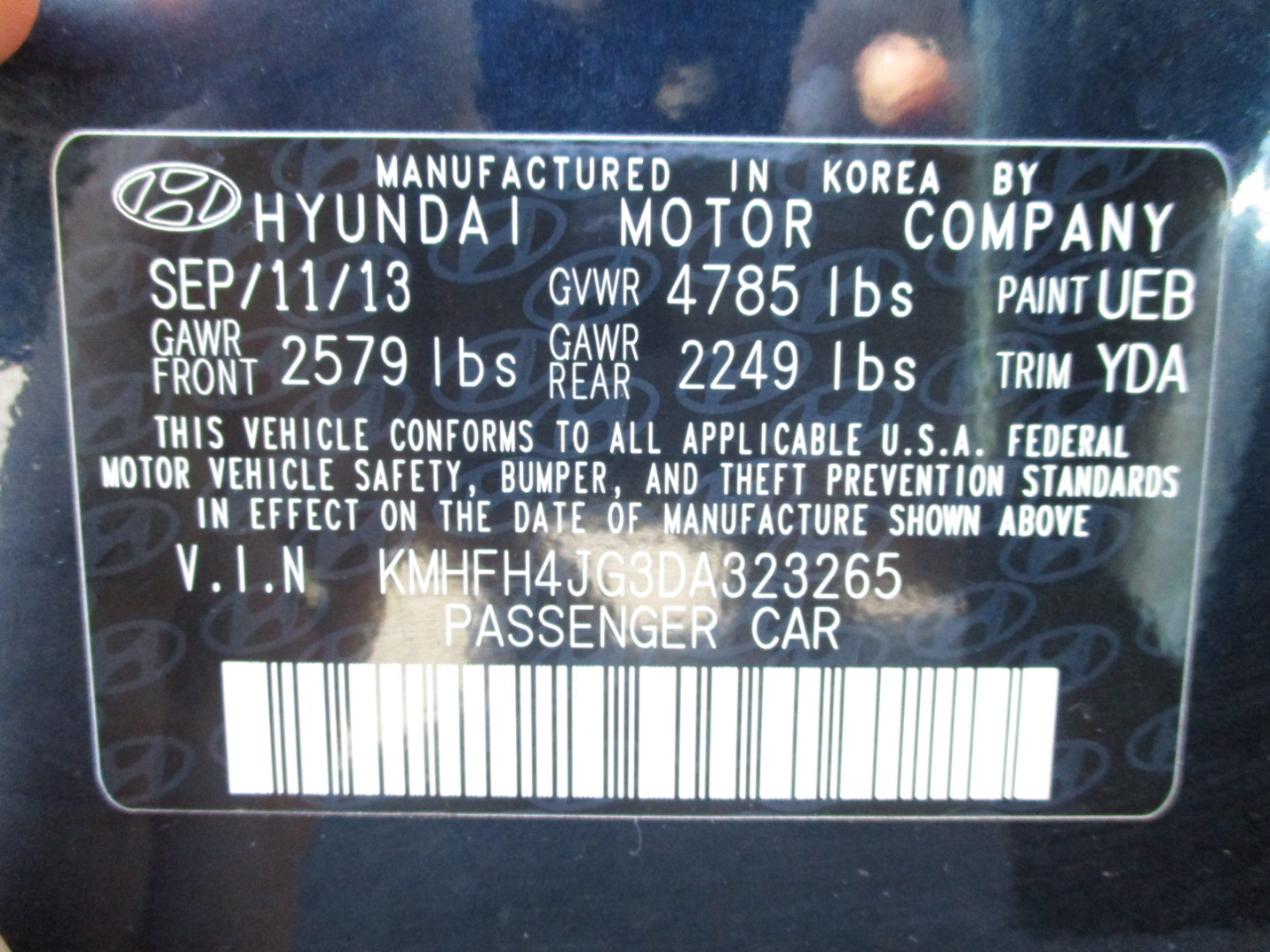 Hyundai Azera 3.3L 2013