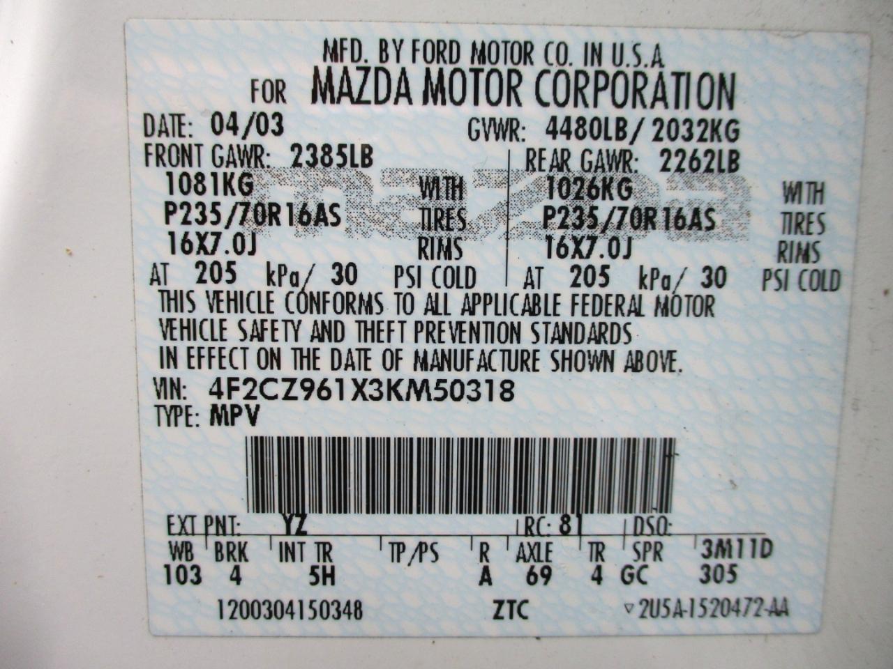 Mazda Tribute ES 4WD 2003