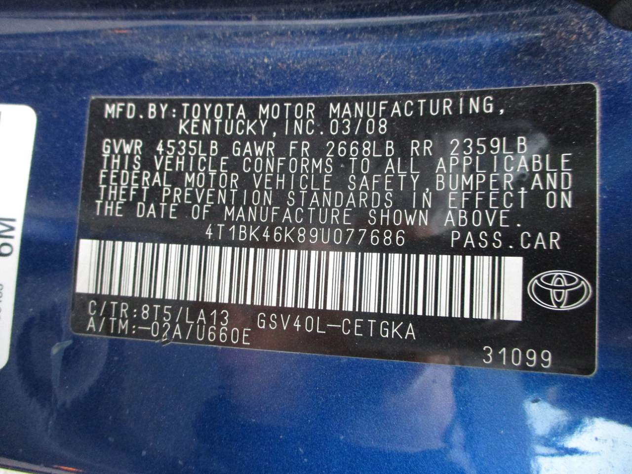 Toyota Camry LE V6 6-Spd AT 2009