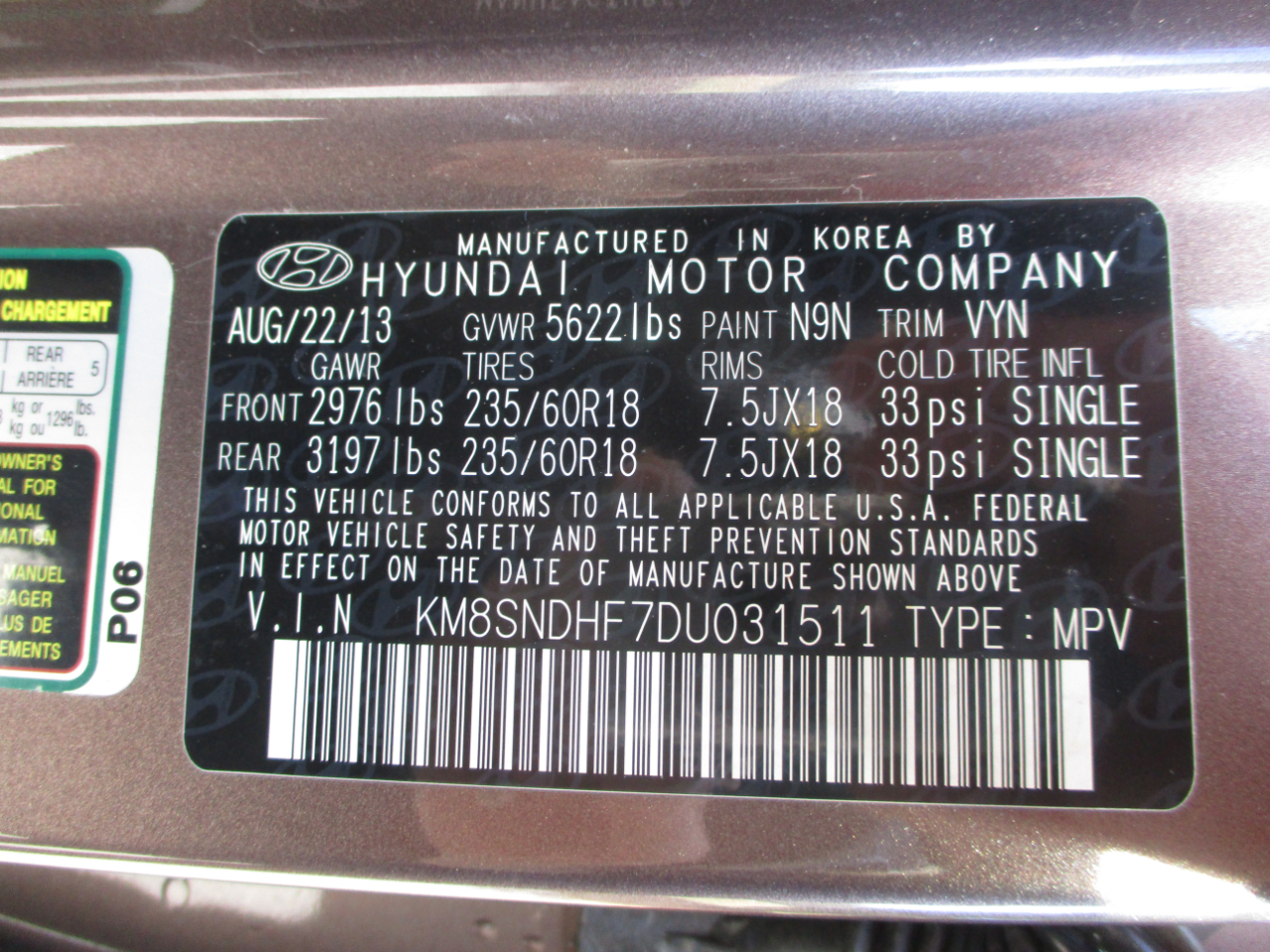 Hyundai Santa Fe GLS AWD 2013 Hyundai Santa Fe GLS AWD 2013