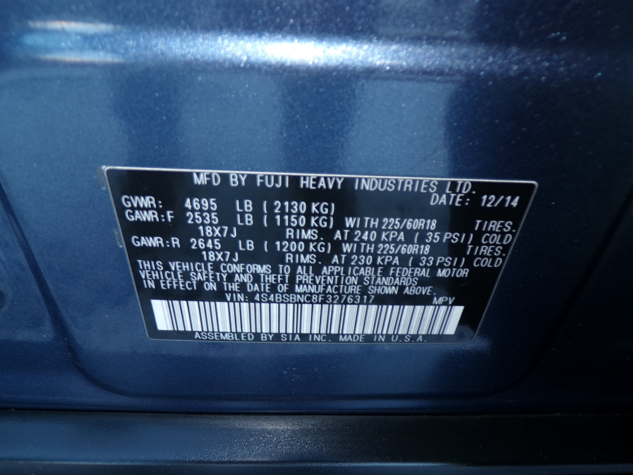 Subaru Outback 4dr Wgn 2.5i Limited 2015