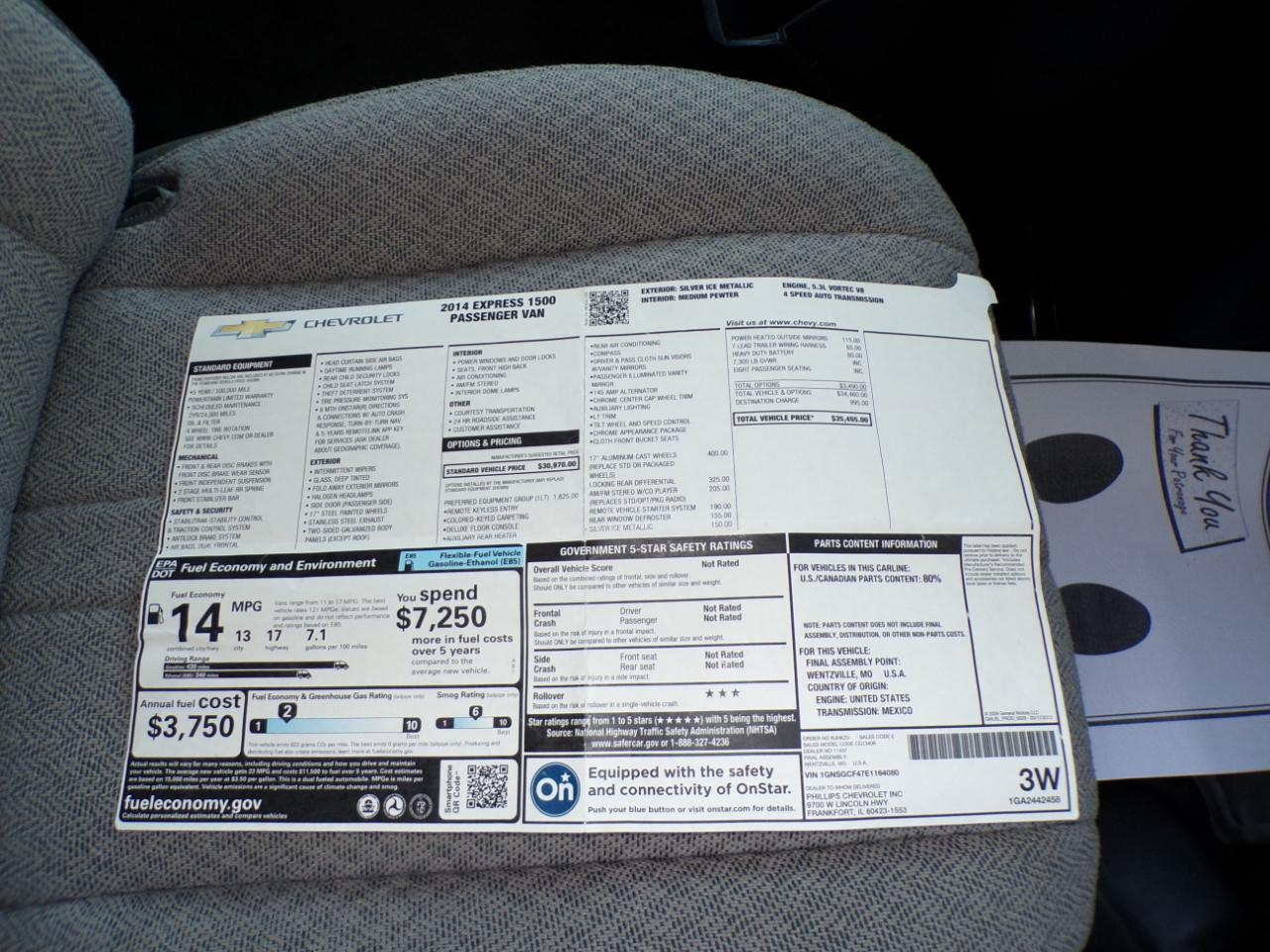 Chevrolet Express Passenger RWD 1500 135" LT 2014