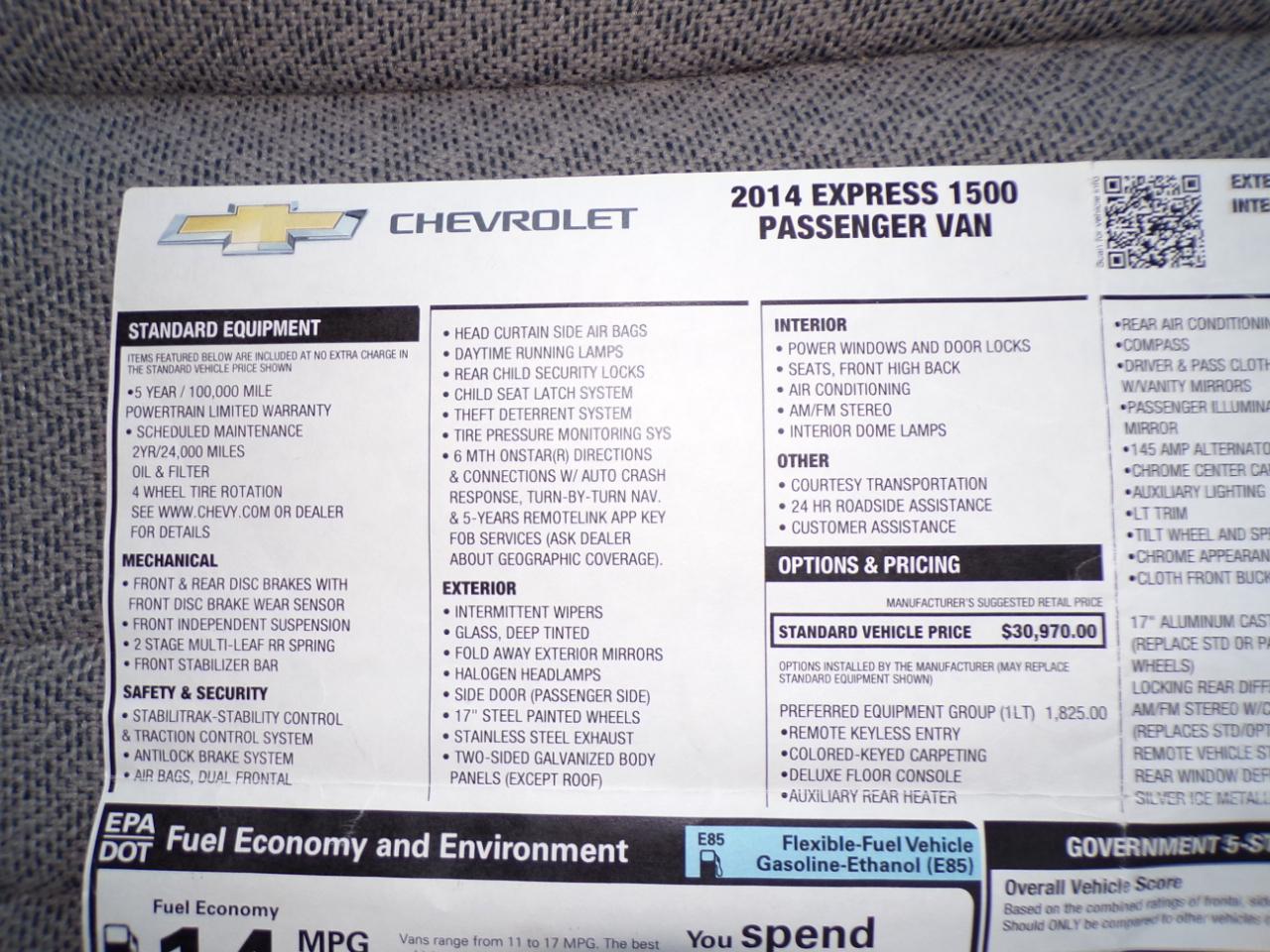 Chevrolet Express Passenger RWD 1500 135" LT 2014
