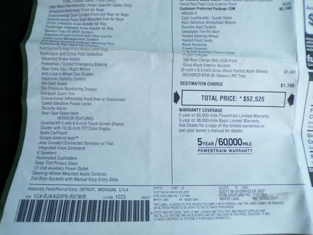 Jeep Grand Cherokee L Altitude X 4x4 2023