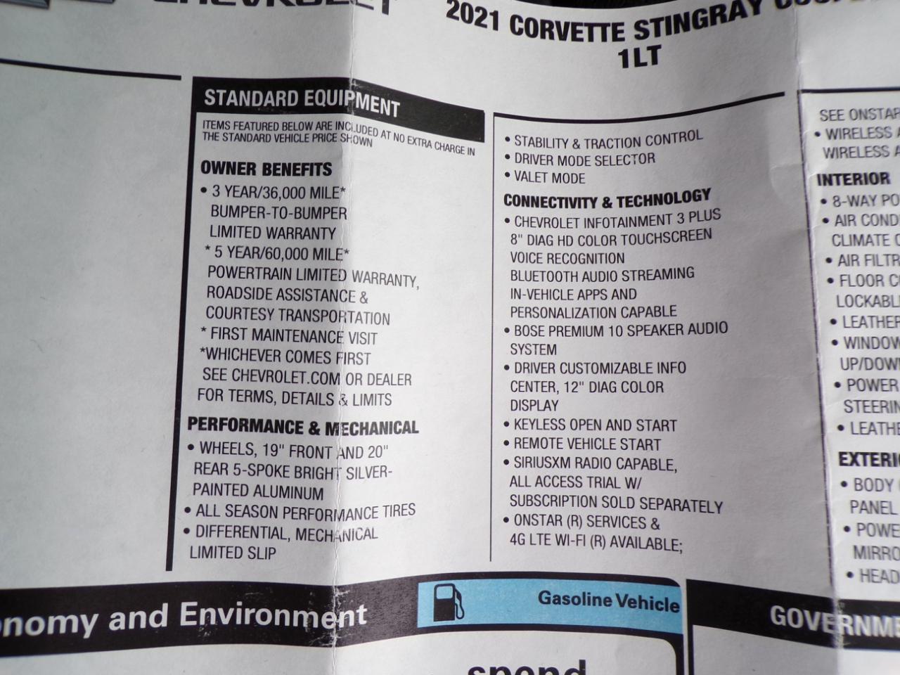 Chevrolet Corvette 2dr Stingray Cpe w/1LT 2021