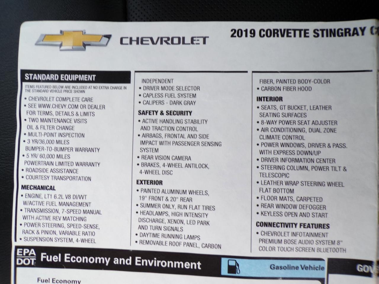 Chevrolet Corvette 2dr Stingray Cpe w/1LT 2019